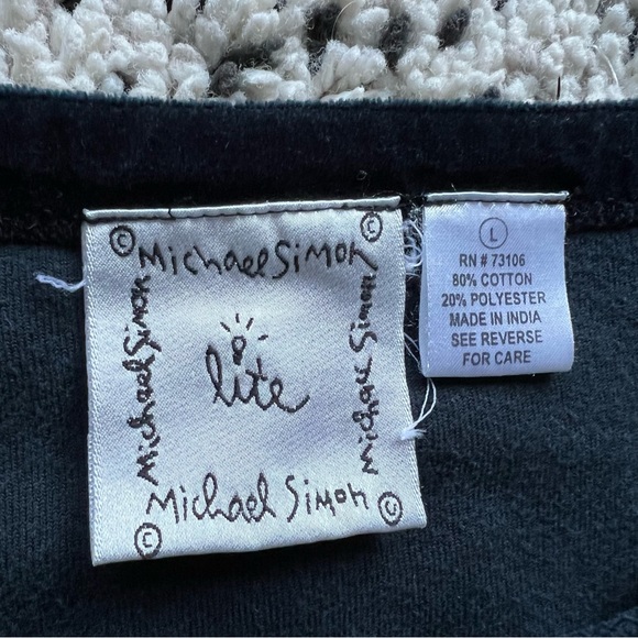 Michael Simon Lite Christmas Cardigan Black Green Embroidered Trees Women’s L - Picture 9 of 16